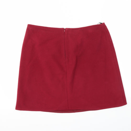 M&S Womens Red   A-Line Skirt Size 14