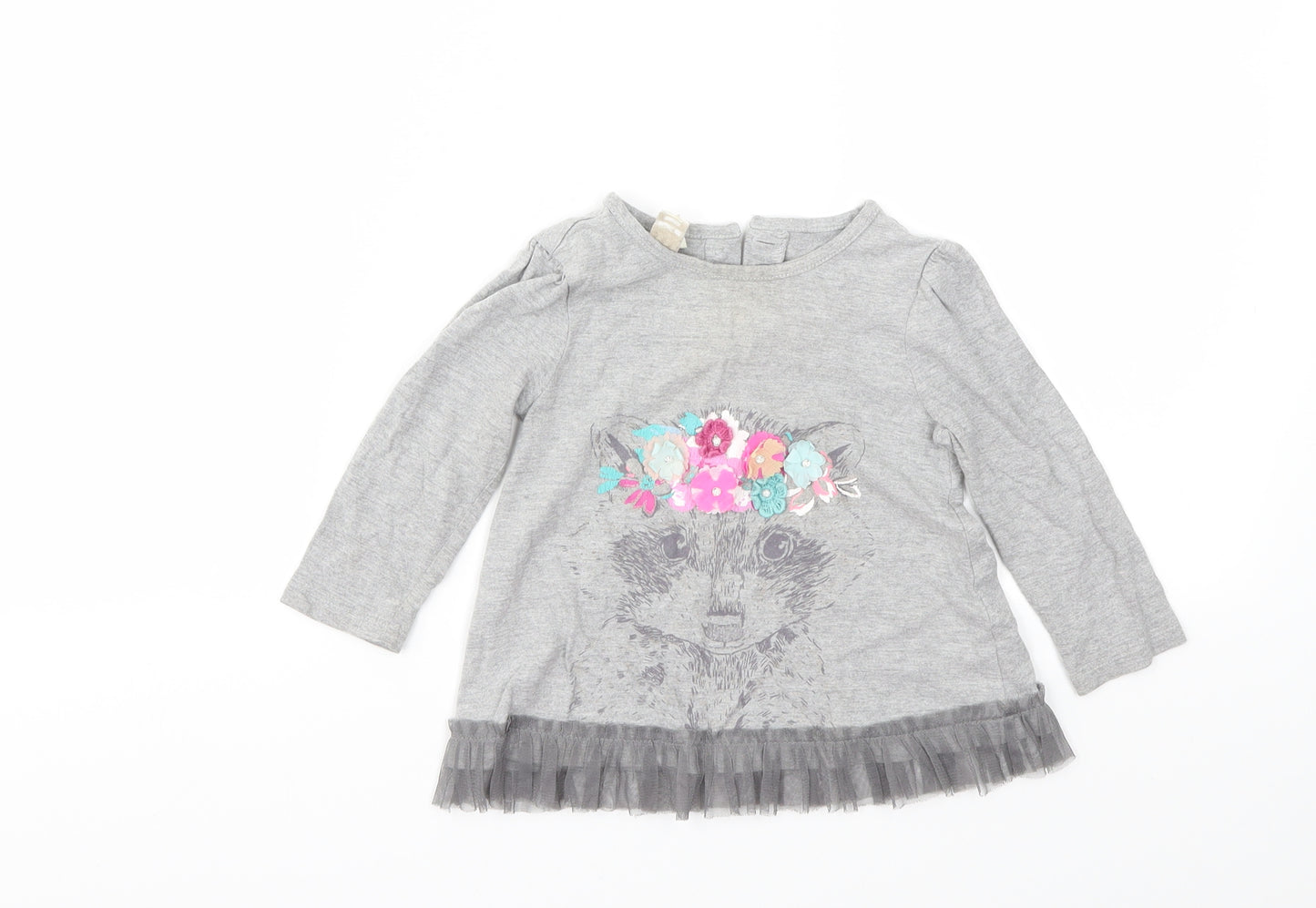 Monsoon Girls Grey   Basic T-Shirt Size 12-18 Months