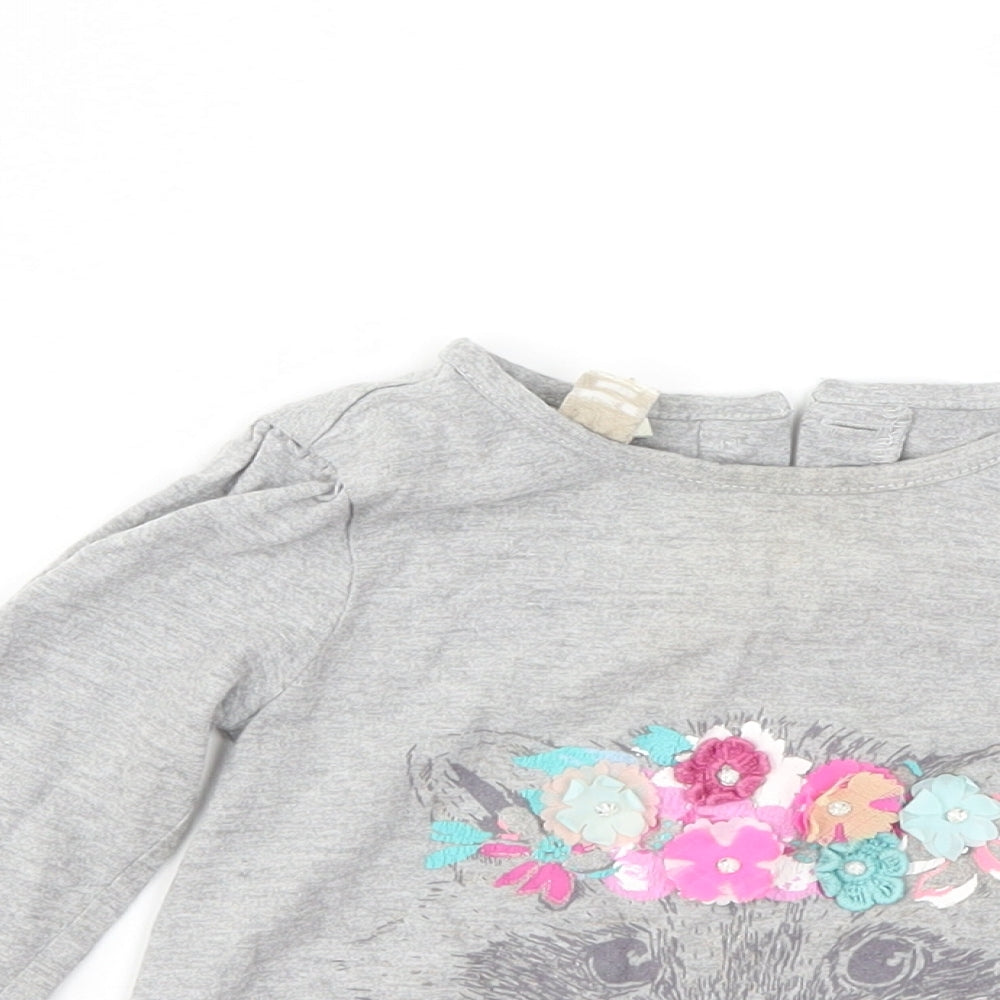 Monsoon Girls Grey   Basic T-Shirt Size 12-18 Months