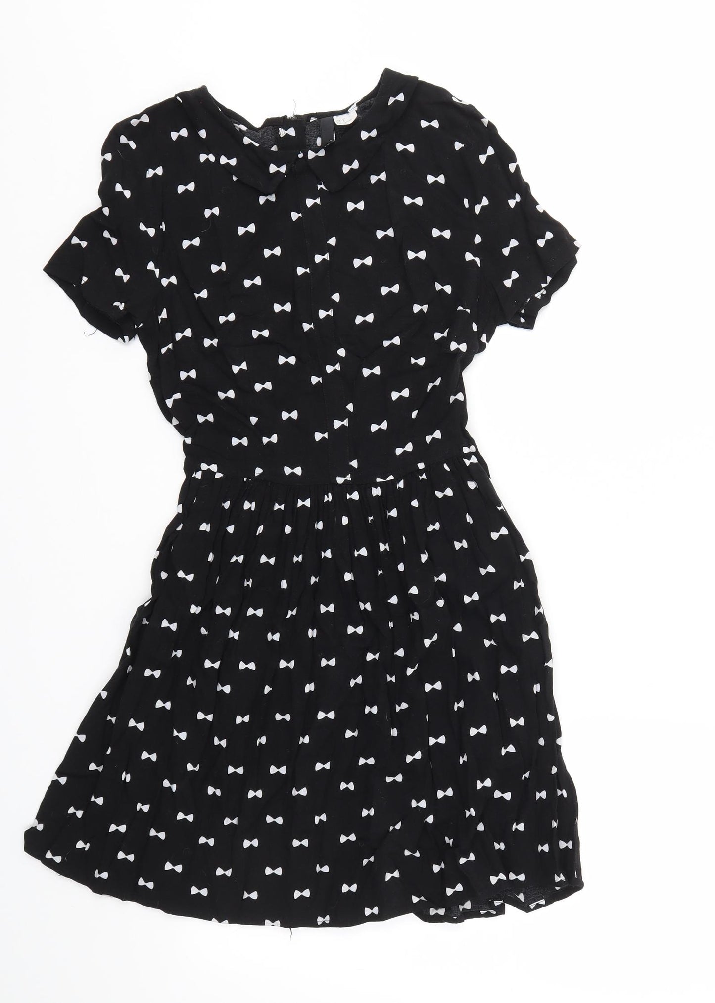 H&M Womens Black Polka Dot  Fit & Flare  Size 10