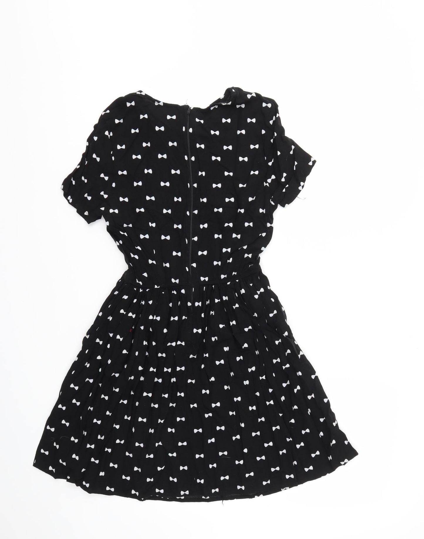 H&M Womens Black Polka Dot  Fit & Flare  Size 10