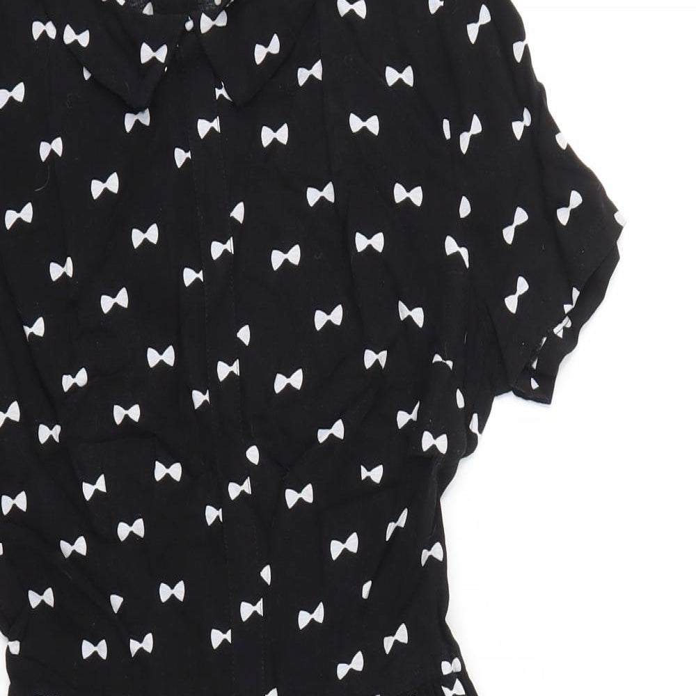 H&M Womens Black Polka Dot  Fit & Flare  Size 10