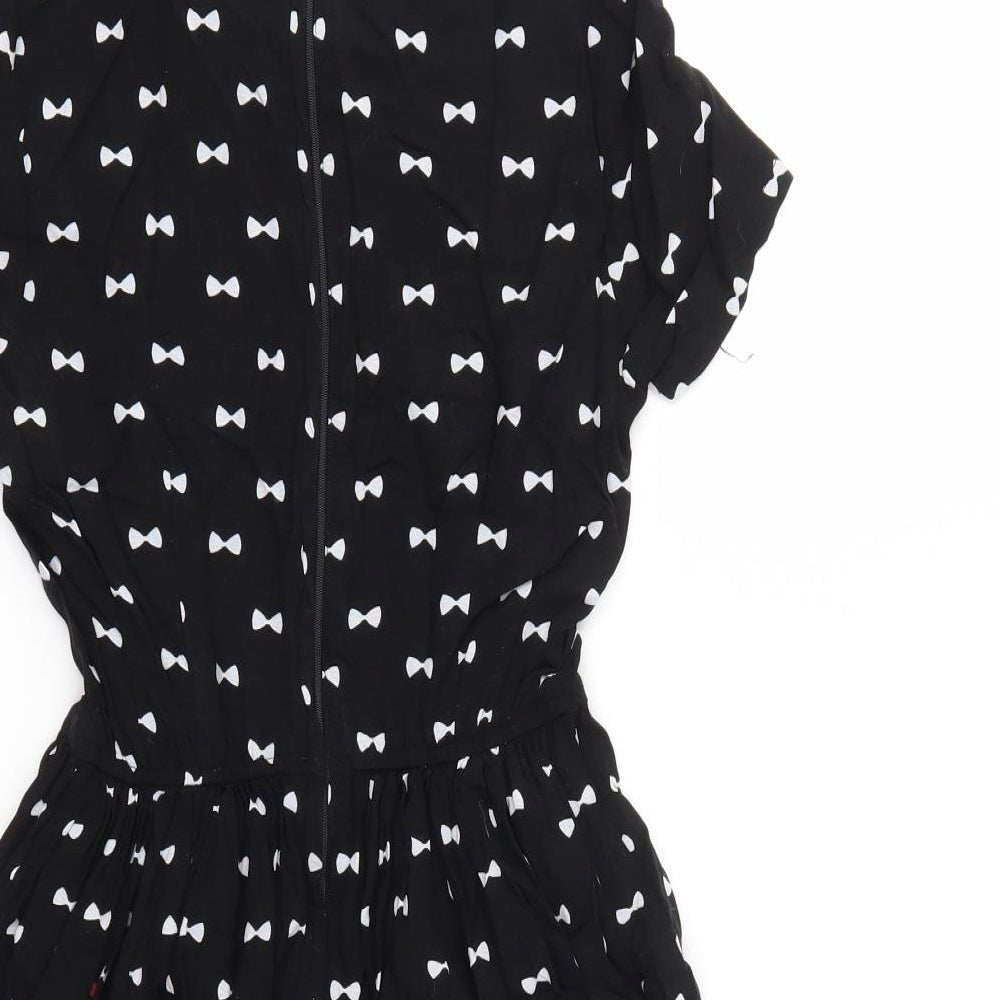 H&M Womens Black Polka Dot  Fit & Flare  Size 10