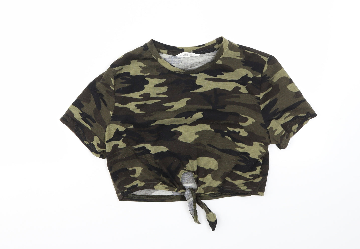 SheIn Girls Green Camouflage  Basic T-Shirt Size 11-12 Years