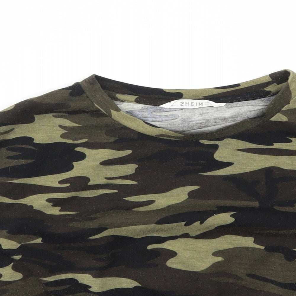 SheIn Girls Green Camouflage  Basic T-Shirt Size 11-12 Years