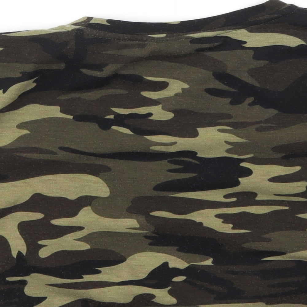 SheIn Girls Green Camouflage  Basic T-Shirt Size 11-12 Years