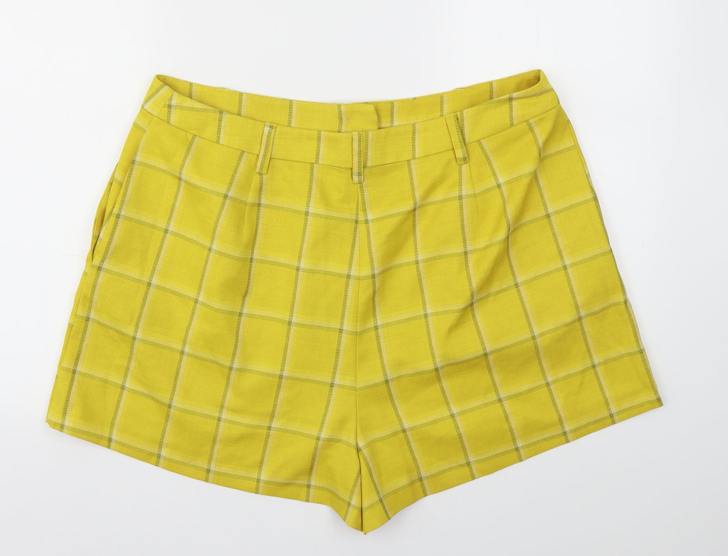 ASOS Womens Yellow Check  Cut-Off Shorts Size 18
