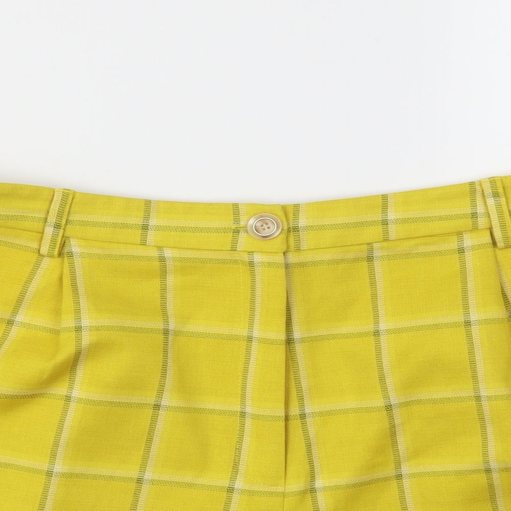 ASOS Womens Yellow Check  Cut-Off Shorts Size 18