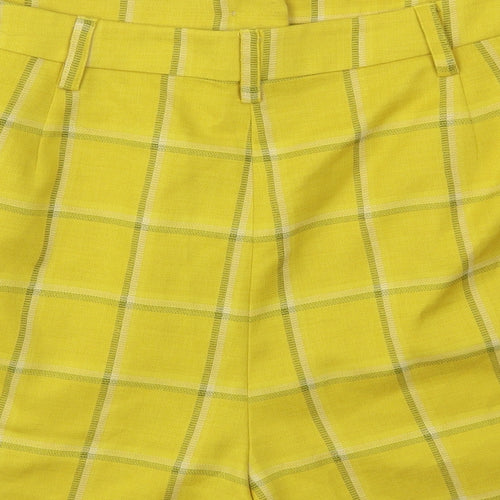 ASOS Womens Yellow Check  Cut-Off Shorts Size 18