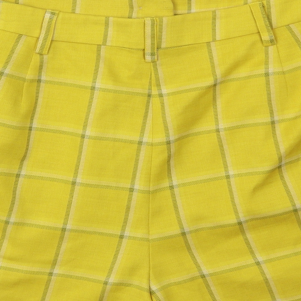 ASOS Womens Yellow Check  Cut-Off Shorts Size 18