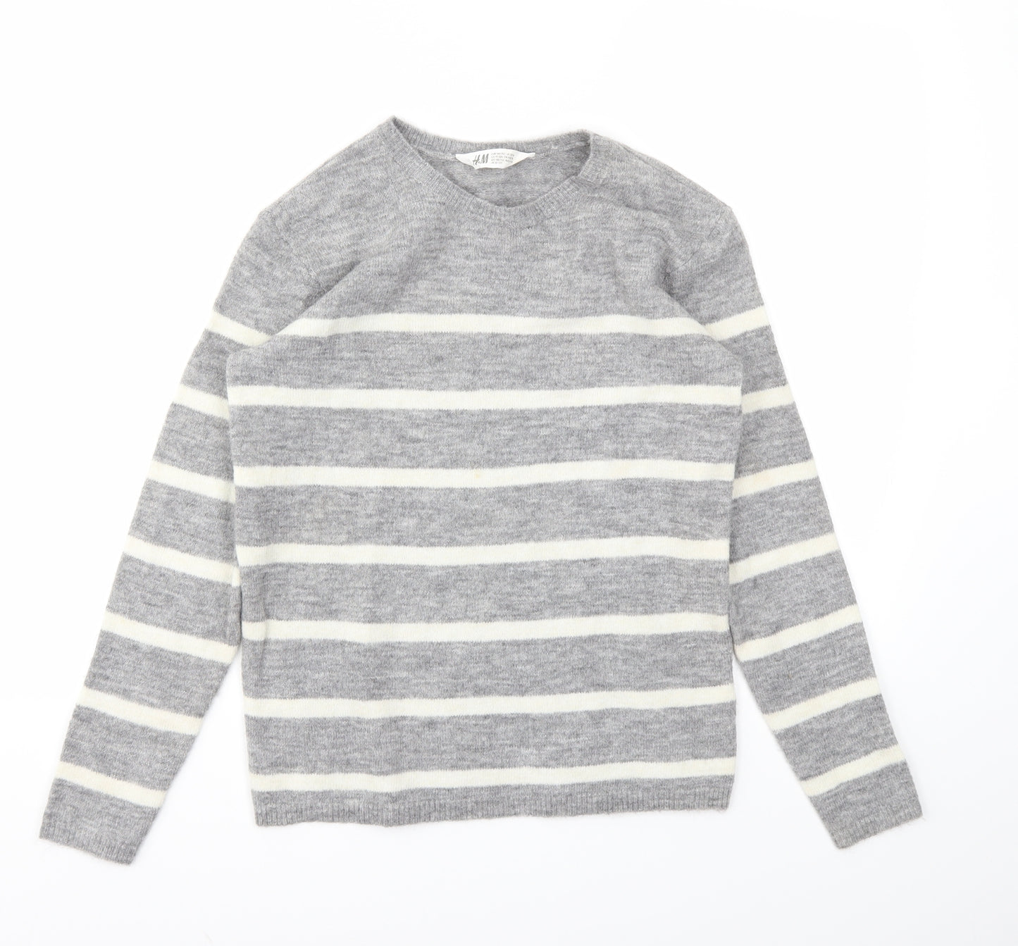 H&M Girls Grey Striped  Pullover Jumper Size 11-12 Years
