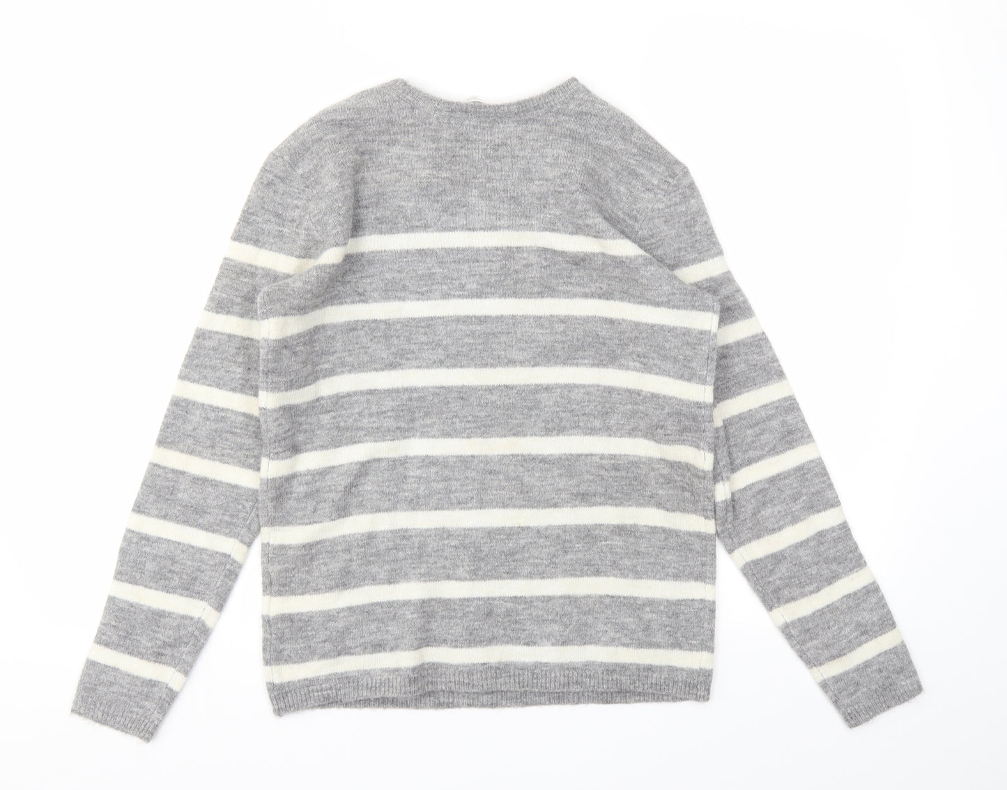 H&M Girls Grey Striped  Pullover Jumper Size 11-12 Years