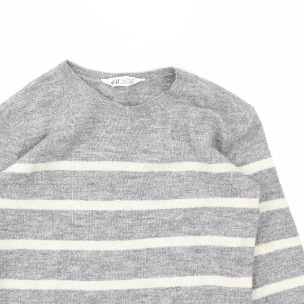 H&M Girls Grey Striped  Pullover Jumper Size 11-12 Years