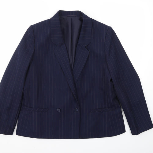 Preworn Womens Blue Striped  Jacket Blazer Size M