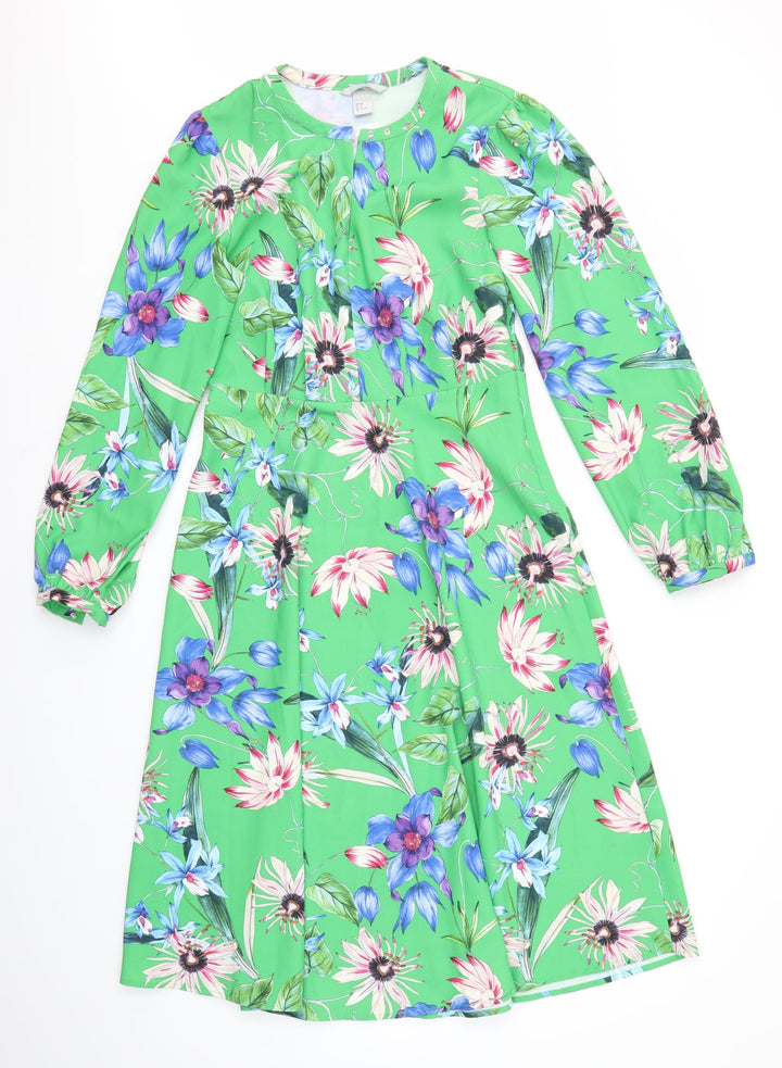 H&M Womens Multicoloured Floral Fit & Flare Size 8