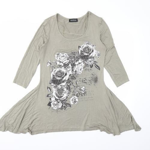 Femme Womens Brown   Basic T-Shirt Size 10