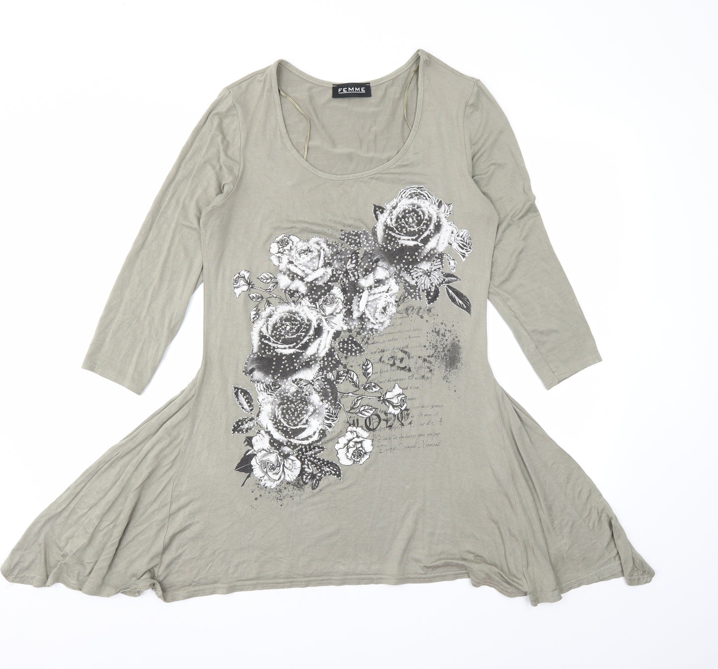 Femme Womens Brown   Basic T-Shirt Size 10