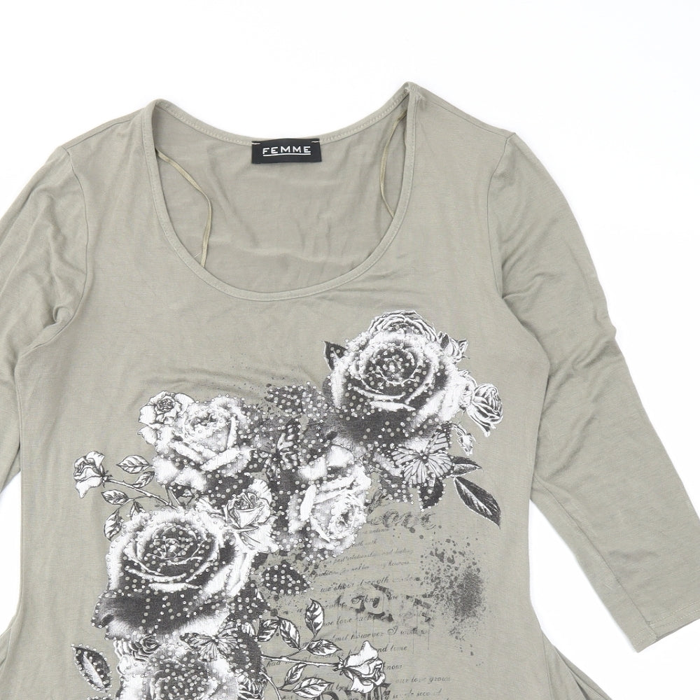 Femme Womens Brown   Basic T-Shirt Size 10