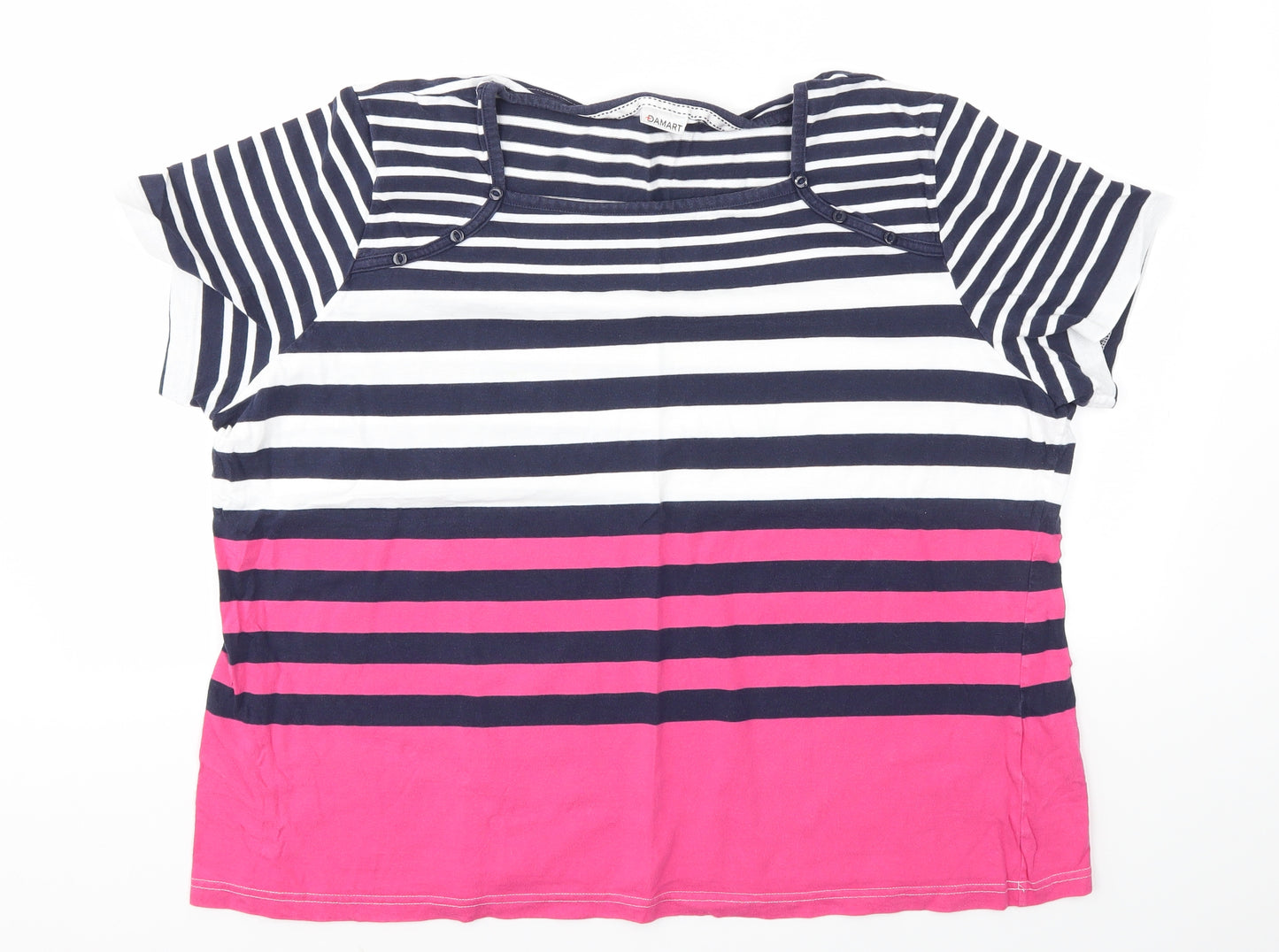 Damart Womens Multicoloured Striped  Basic T-Shirt Size 26