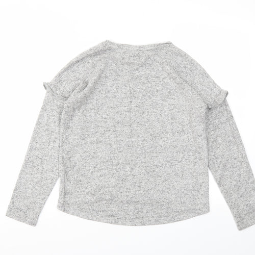 F&F Girls Grey Animal Print  Pullover Sweatshirt Size 11-12 Years