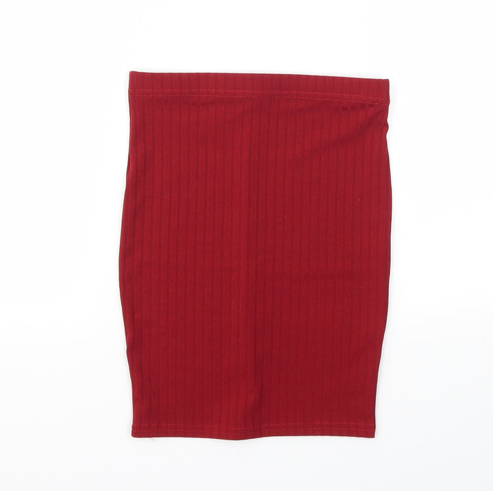 Pretty Little Thing  Womens Red   A-Line Skirt Size 6  - Stretch waistband