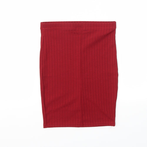 Pretty Little Thing  Womens Red   A-Line Skirt Size 6  - Stretch waistband