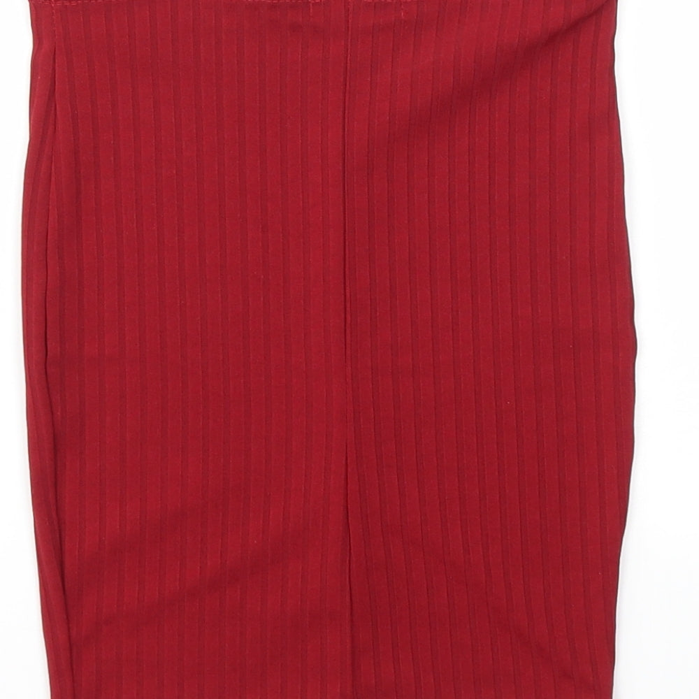 Pretty Little Thing  Womens Red   A-Line Skirt Size 6  - Stretch waistband