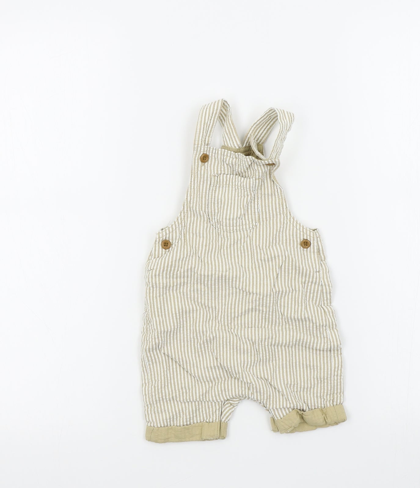 TU Boys Beige Striped  Dungaree One-Piece Size 9-12 Months