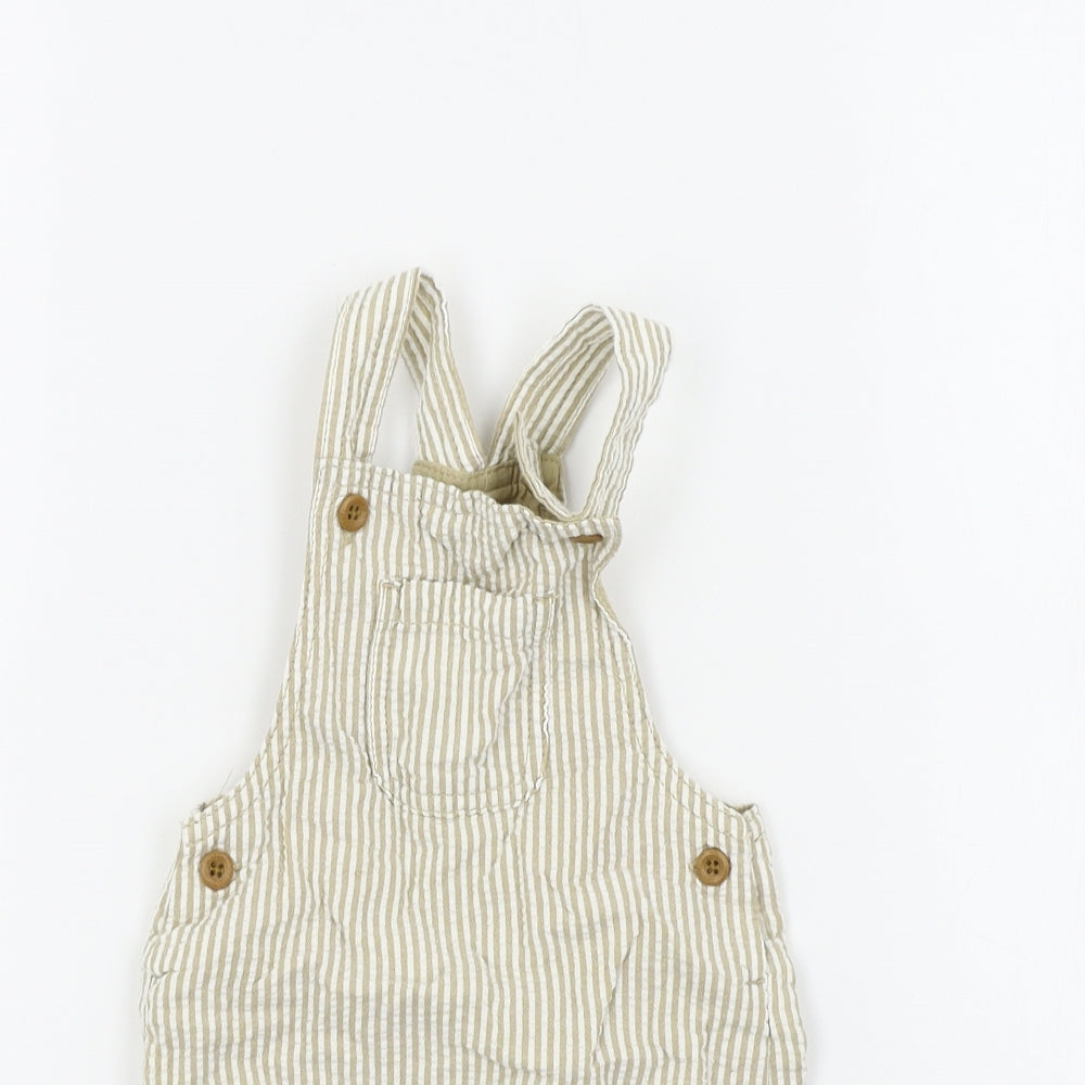 TU Boys Beige Striped  Dungaree One-Piece Size 9-12 Months