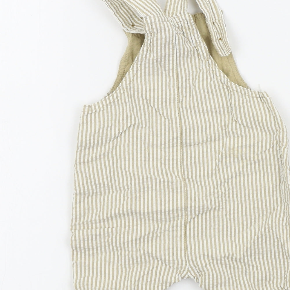 TU Boys Beige Striped  Dungaree One-Piece Size 9-12 Months