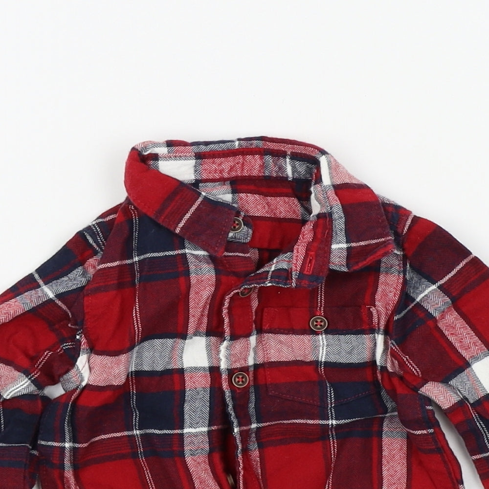 George Boys Purple Check  Basic Button-Up Size 6-9 Months