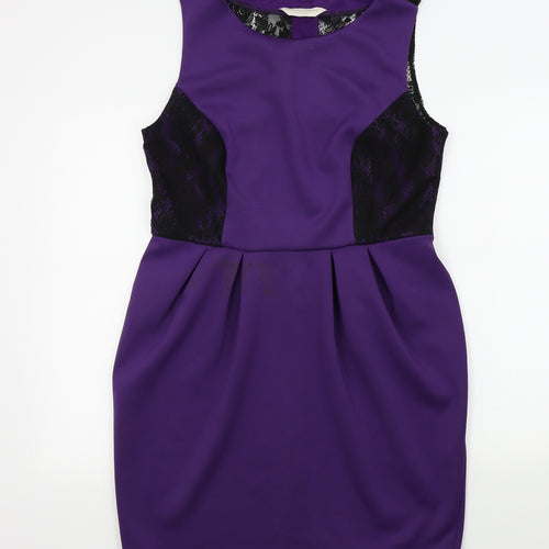 Dorothy Prkins Womens Purple Colourblock  A-Line  Size 16