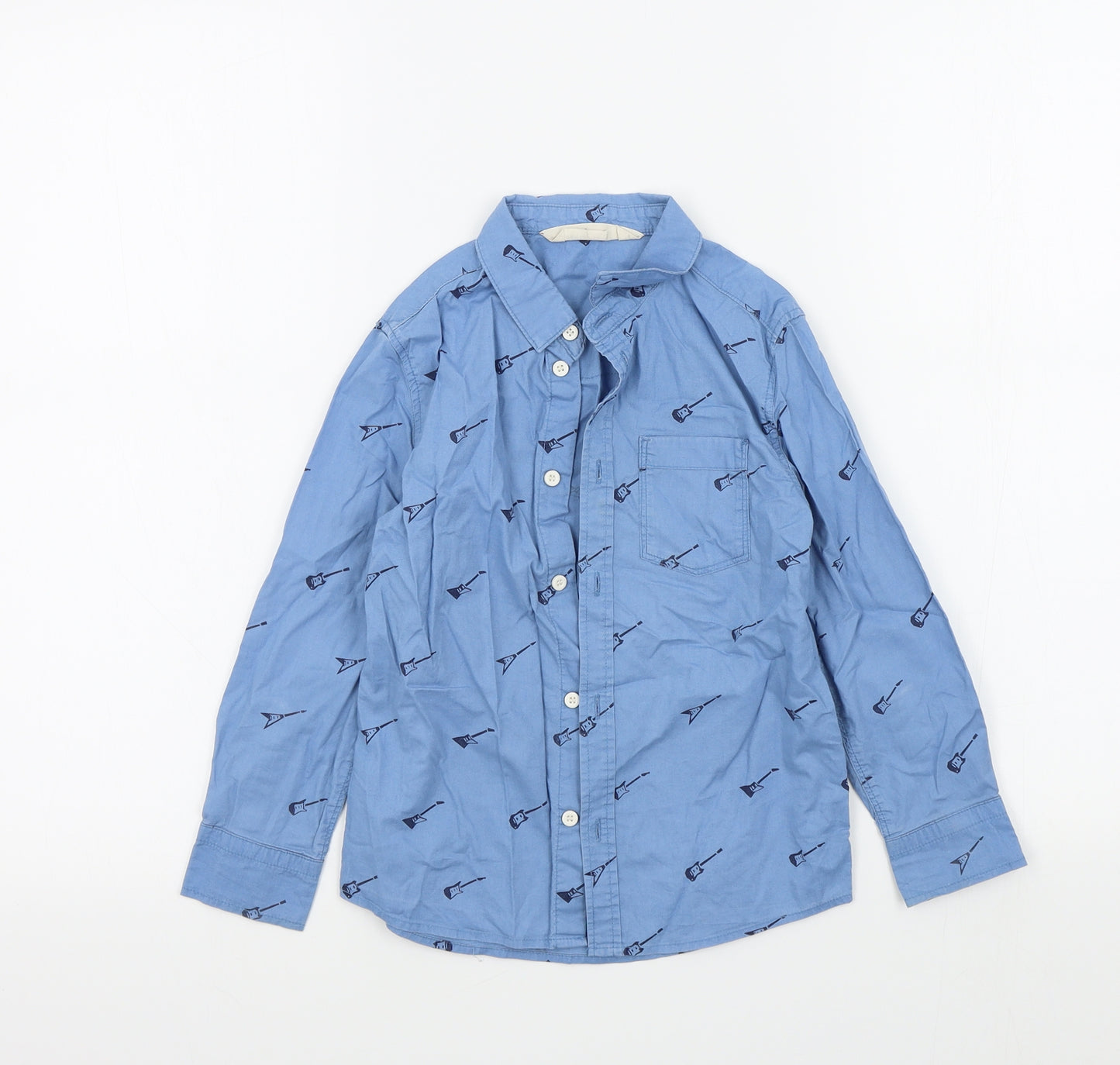 H&M Boys Blue Colourblock  Basic Button-Up Size 5-6 Years