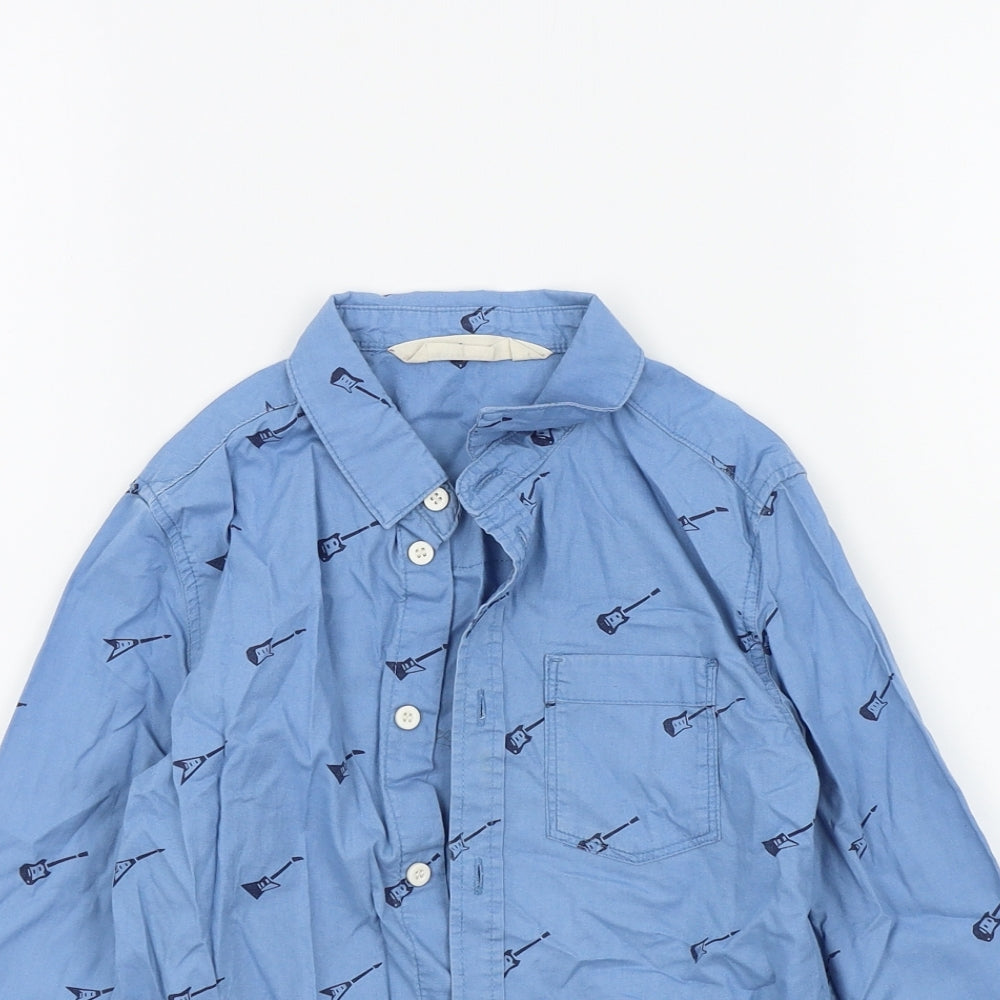 H&M Boys Blue Colourblock  Basic Button-Up Size 5-6 Years