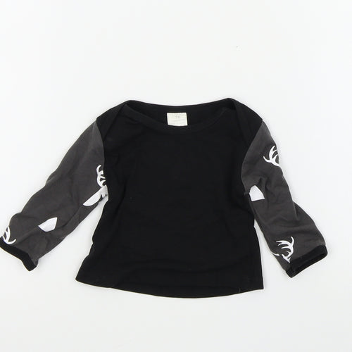 Preworn Boys Black Colourblock  Basic T-Shirt Size 6-9 Months