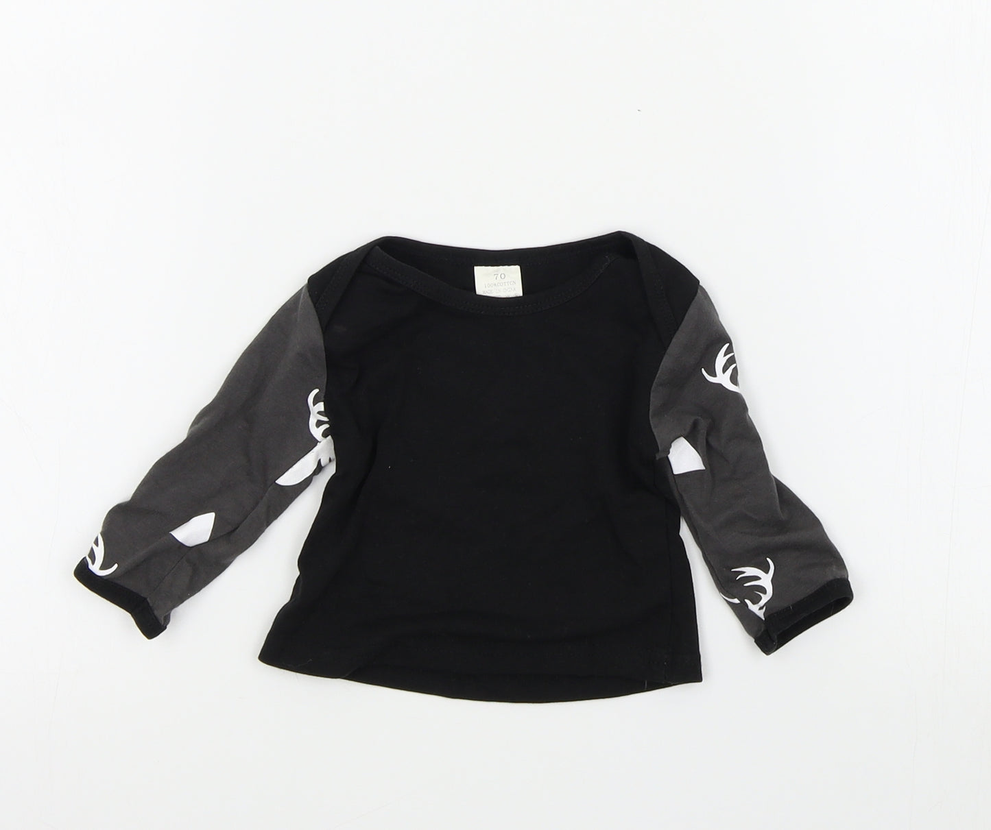 Preworn Boys Black Colourblock  Basic T-Shirt Size 6-9 Months
