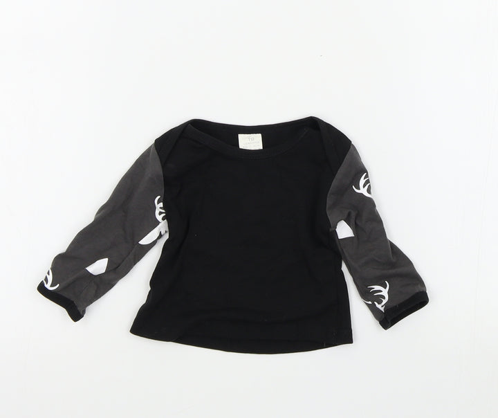 Preworn Boys Black Colourblock  Basic T-Shirt Size 6-9 Months