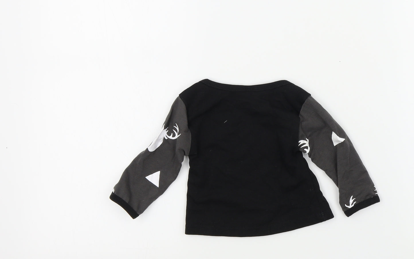 Preworn Boys Black Colourblock  Basic T-Shirt Size 6-9 Months