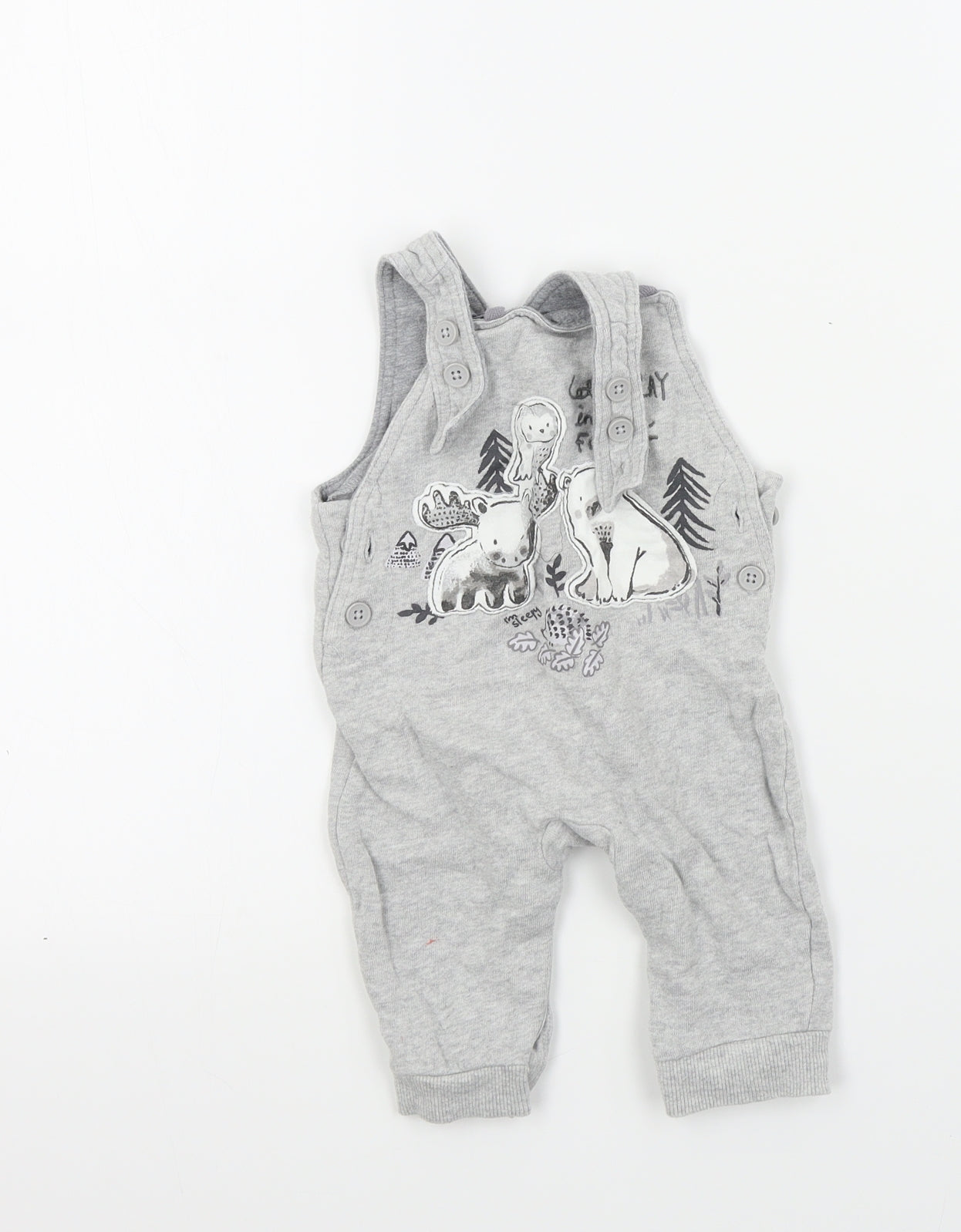 George Boys Grey Colourblock  Dungaree One-Piece Size 3-6 Months