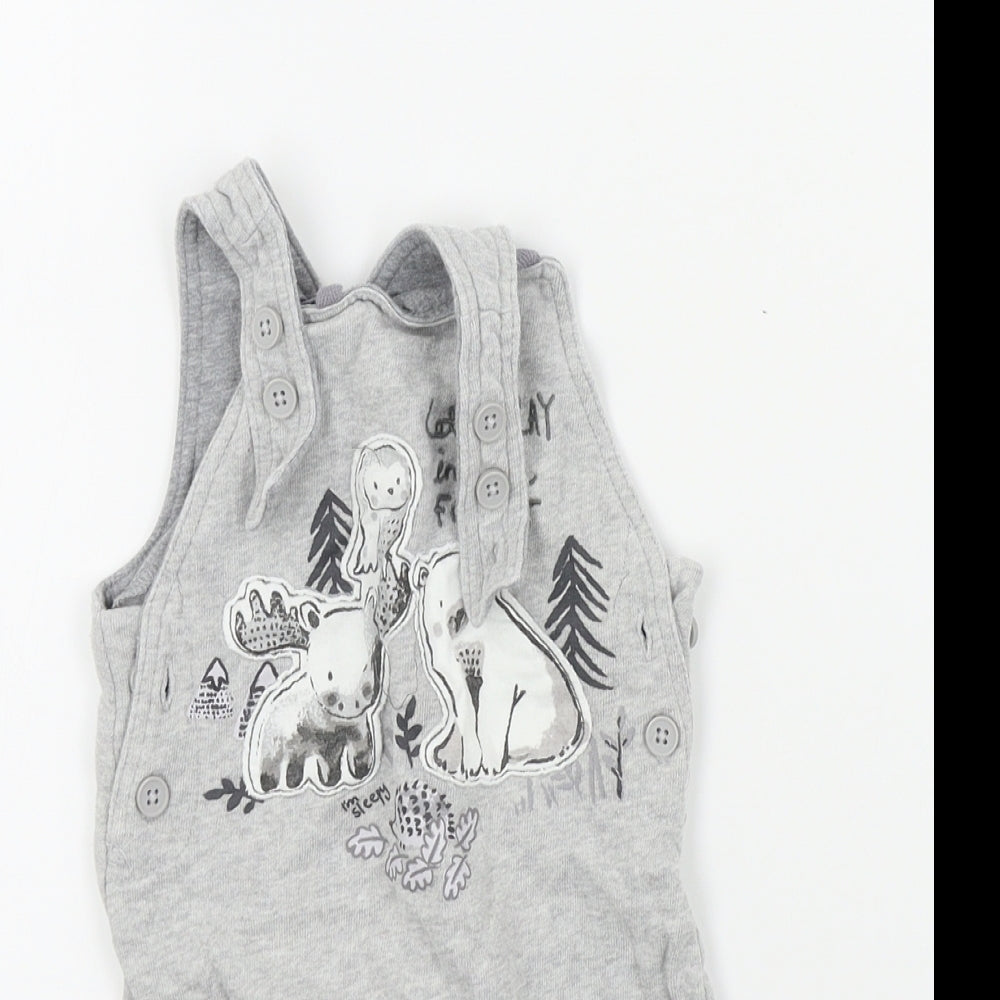 George Boys Grey Colourblock  Dungaree One-Piece Size 3-6 Months