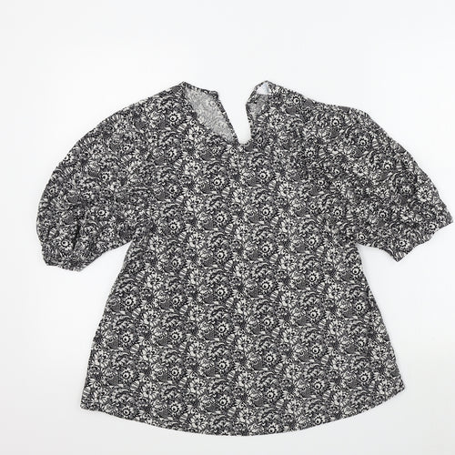 Primark Womens Black Geometric  Basic Blouse Size 8