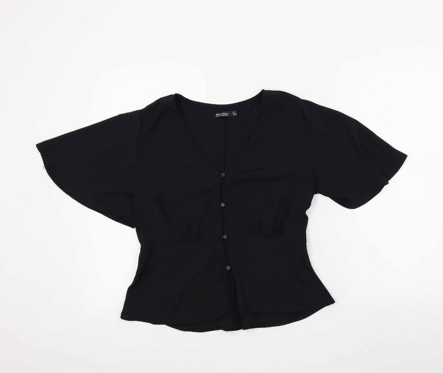 Bershka Womens Black Colourblock  Basic Blouse Size L