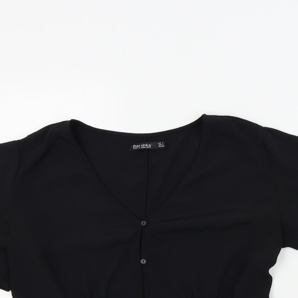 Bershka Womens Black Colourblock  Basic Blouse Size L
