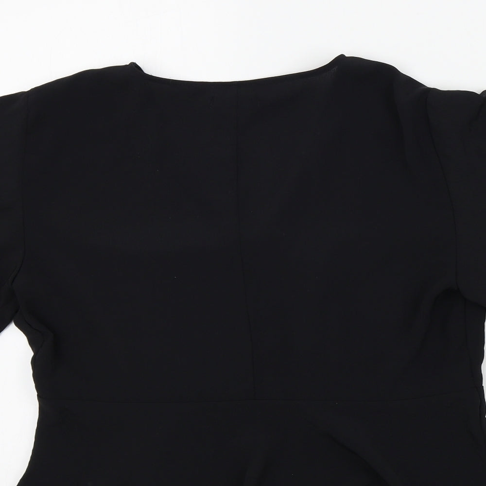 Bershka Womens Black Colourblock  Basic Blouse Size L