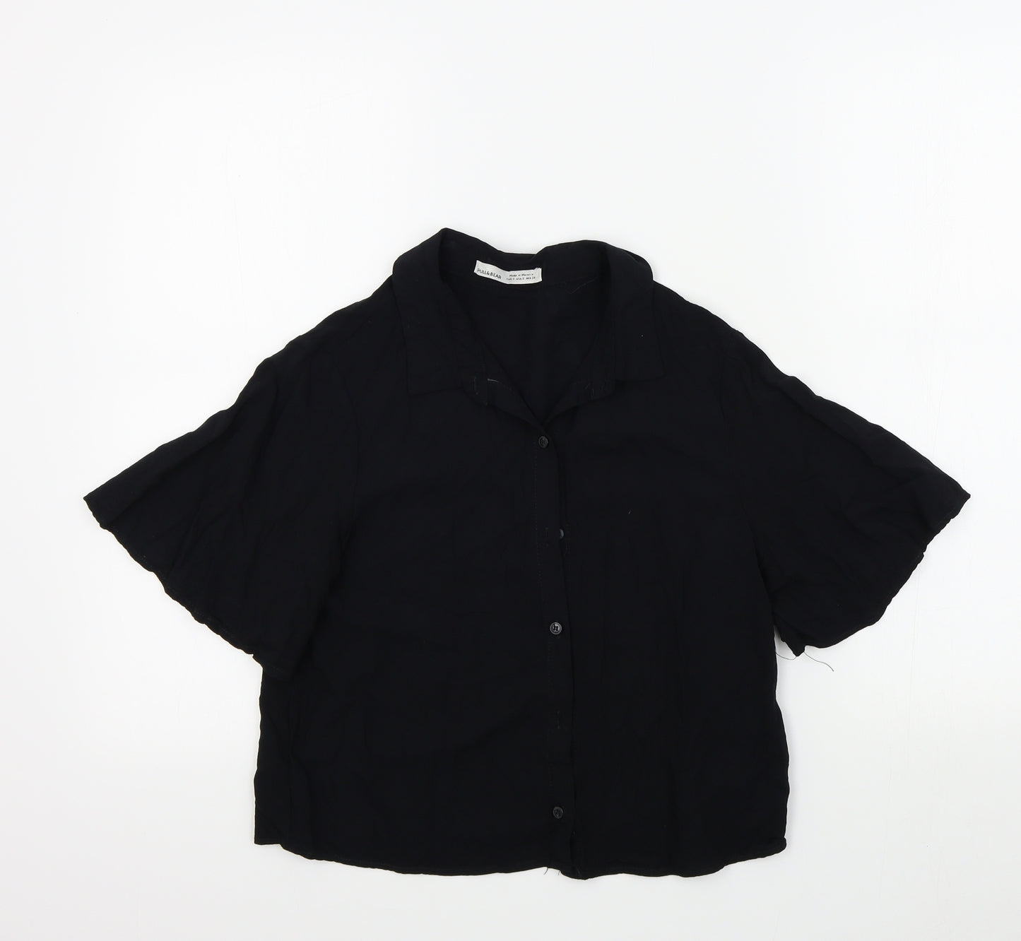 Pull&Bear Womens Black Colourblock  Basic Button-Up Size S