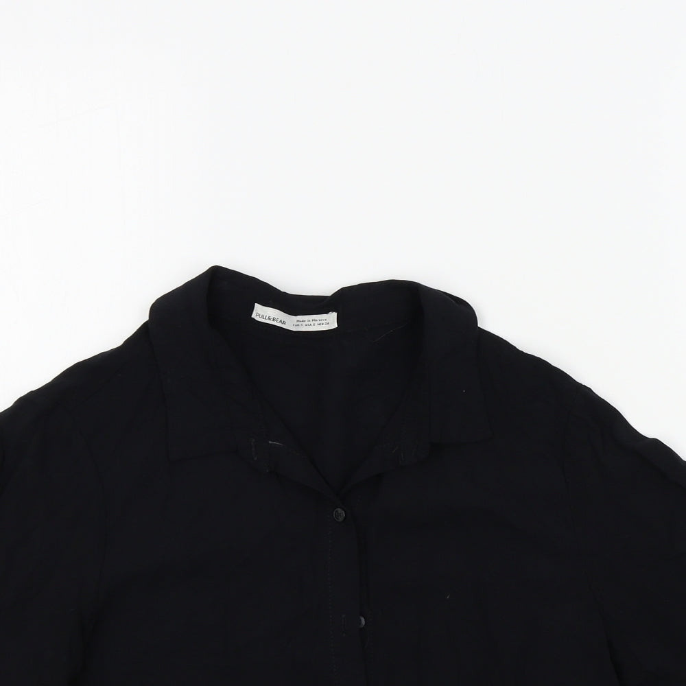 Pull&Bear Womens Black Colourblock  Basic Button-Up Size S