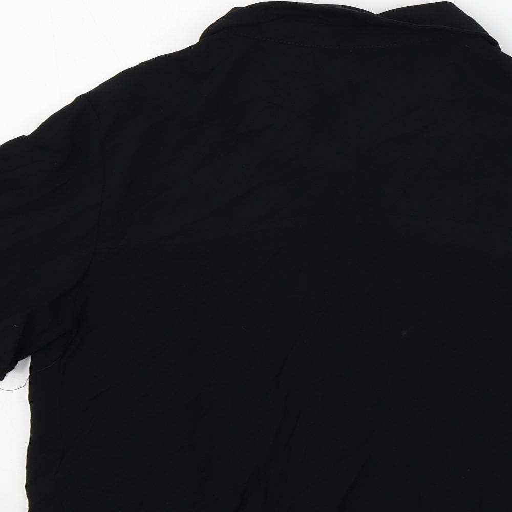 Pull&Bear Womens Black Colourblock  Basic Button-Up Size S