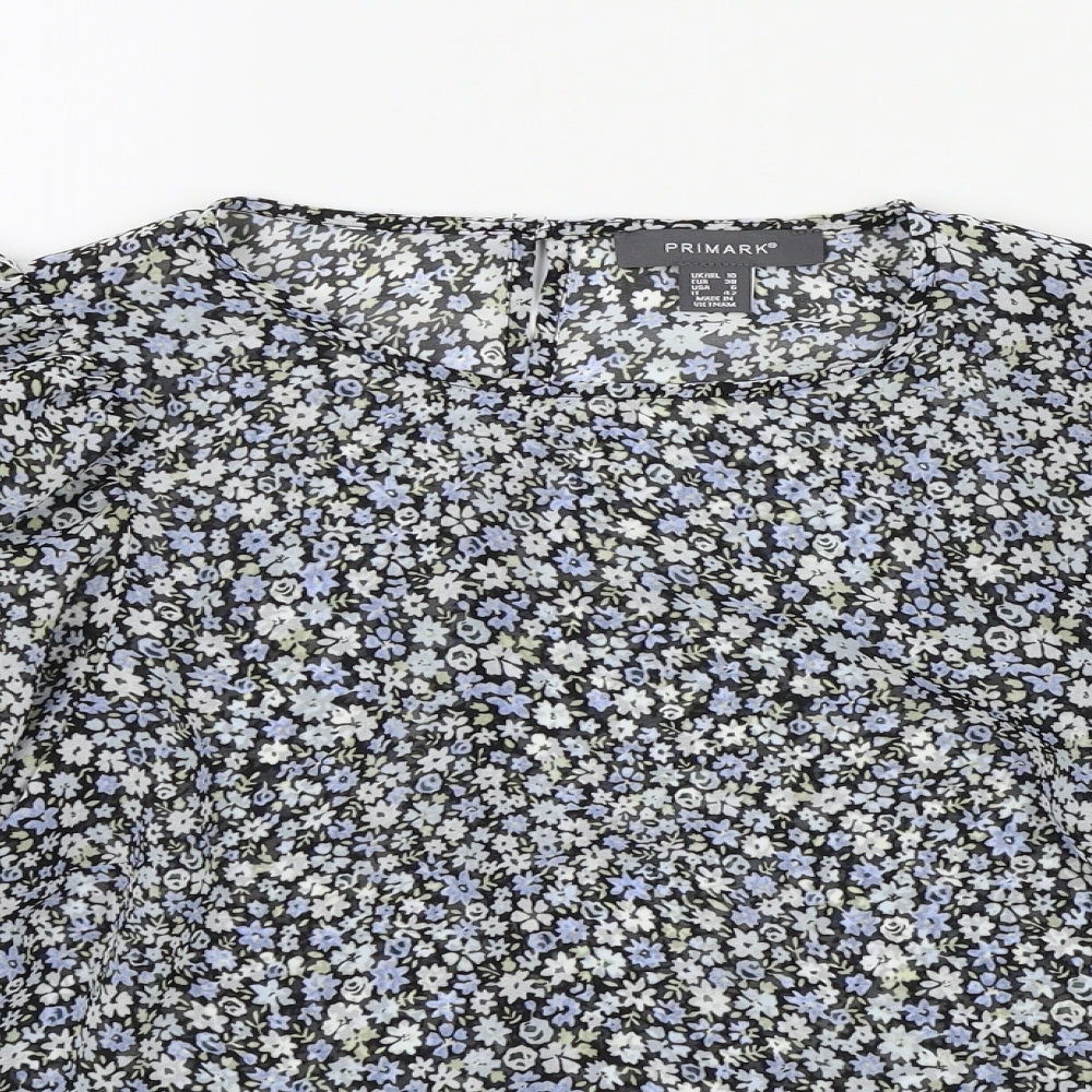 Primark Womens Black Floral  Basic Blouse Size 10