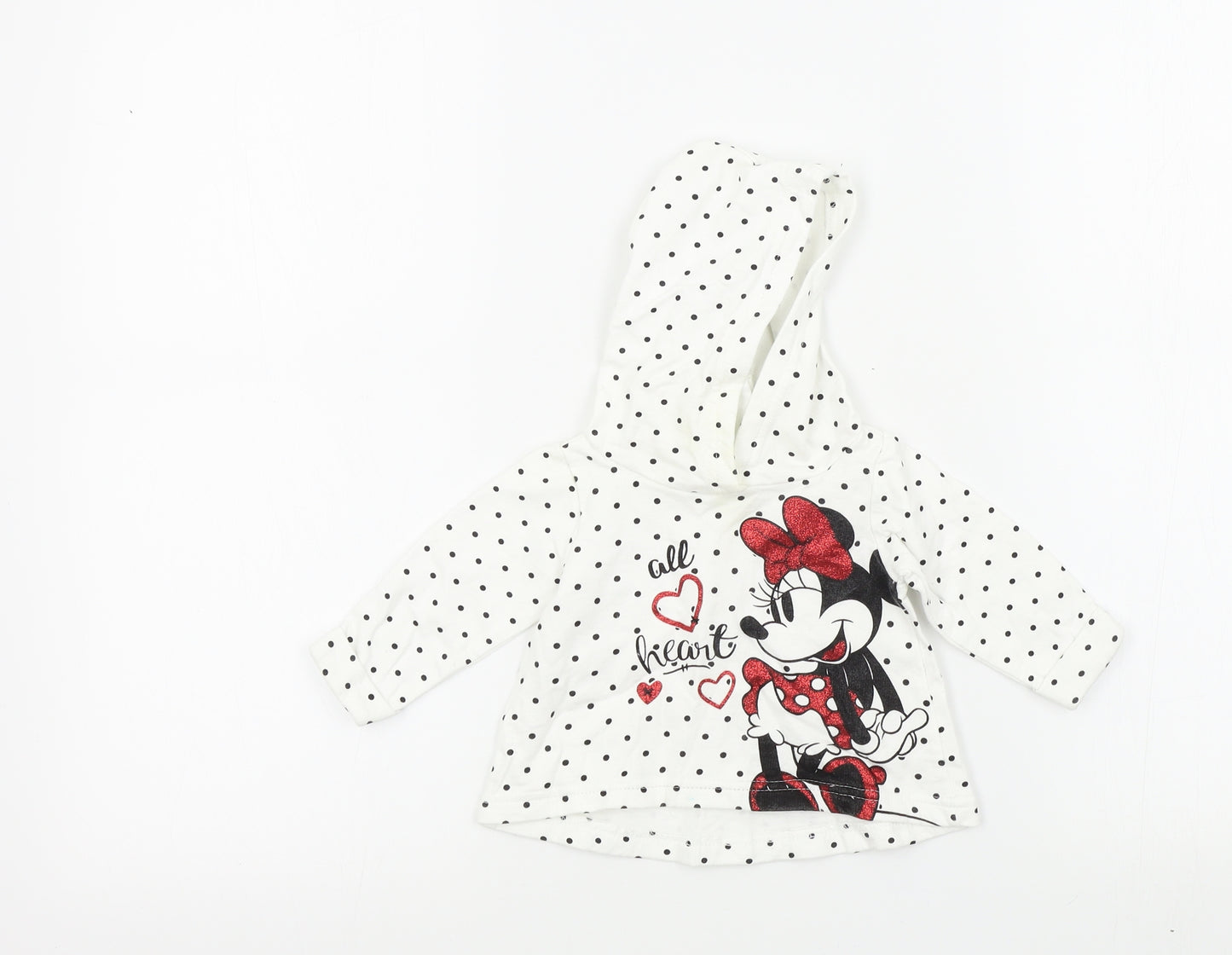 Disney Baby Girls White Spotted  Pullover Jumper Size 0-3 Months  - Minnie Mouse