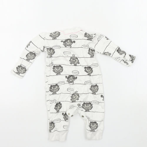 Preworn Girls White Geometric  Babygrow One-Piece Size 0-3 Months